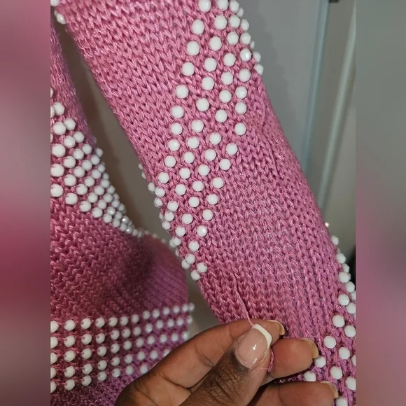 Womens Vintage 80s Basilio M. Faux Pearl Sweater - Picture 7 of 16